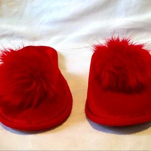Victoria’s Secret red Pom Pom slippers